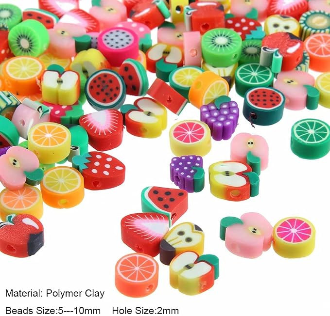 100pcs Mixed Fruit Polymer Clay Spacer Beads - Image 4