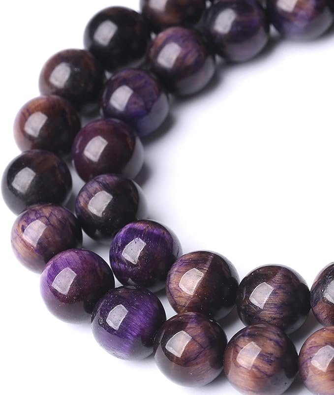 Natural Purple Tiger Eye Beads Round Loose Stone Beads Energy Gemstone Healing - Image 4