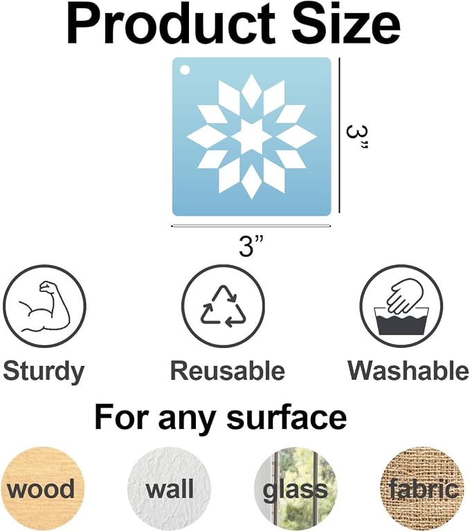 Stencils for Painting on Wood Reusable 3inch Barn Quilt Stencil for Crafts - Image 2
