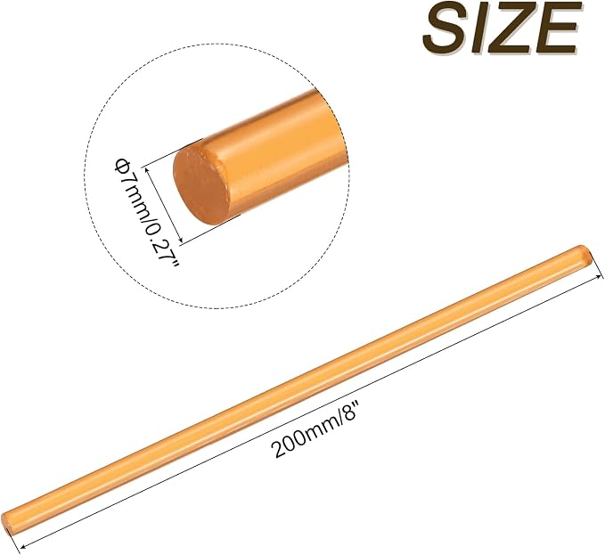 uxcell Mini Hot Glue Sticks for Glue Gun 7mm x 200mm Transparent Orange 12pcs - Image 2