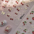 Cherry Nail Art Stickers Summer Cherry Nail Stickers 5D Embossed Gold Cherries by POWPOP
