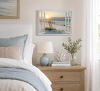 LRTNMTJ Beach Window Sunset Canvas Wall Art Fake Window Ocean Coastal Wall - Image 5
