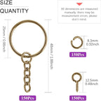 Swpeet 450Pcs Bronze 1" 25mm Key Chain Rings Kit, Including 150Pcs Keychain - Image 2