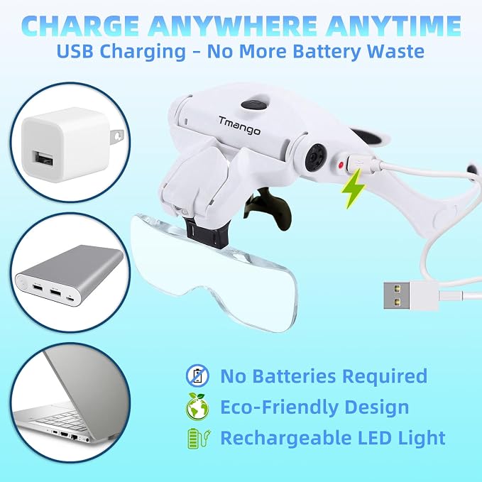 Rechargeable Lighted Headband Magnifier – Hands-Free Magnifying Tool - Image 5