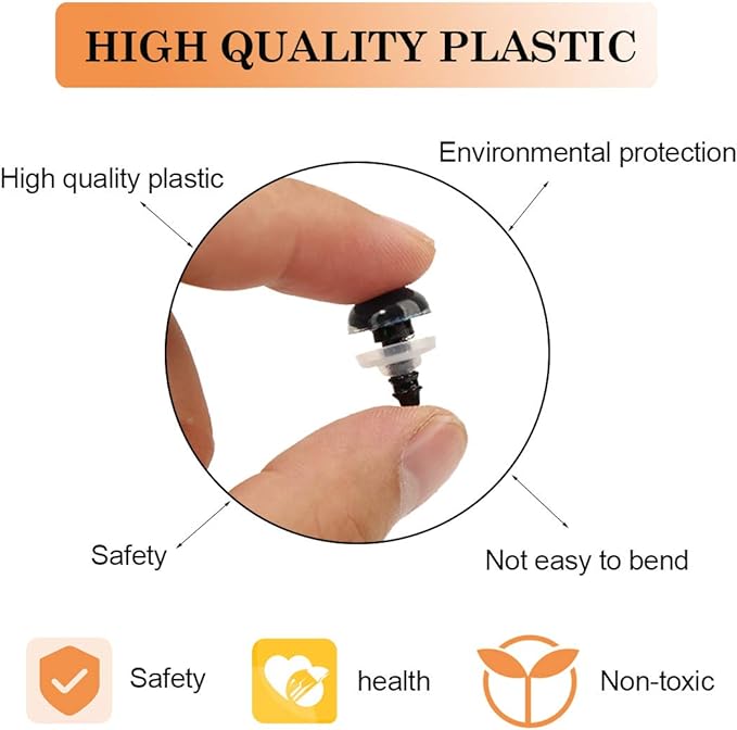 Safety Eyes 796pcs Plastic Safety Eyes and Noses, 6-20mm Black Craft Doll Eyes | - Image 4