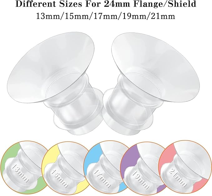 Flange Inserts 21mm 8PC Compatible with Momcozy S12 pro/S9 pro/S9/S10/S12/Medela/TSRETE/Spectra/Bellababy etc 24mm Wearable Breast Pump, Reduce 24mm Tunnel Down to Correct Size