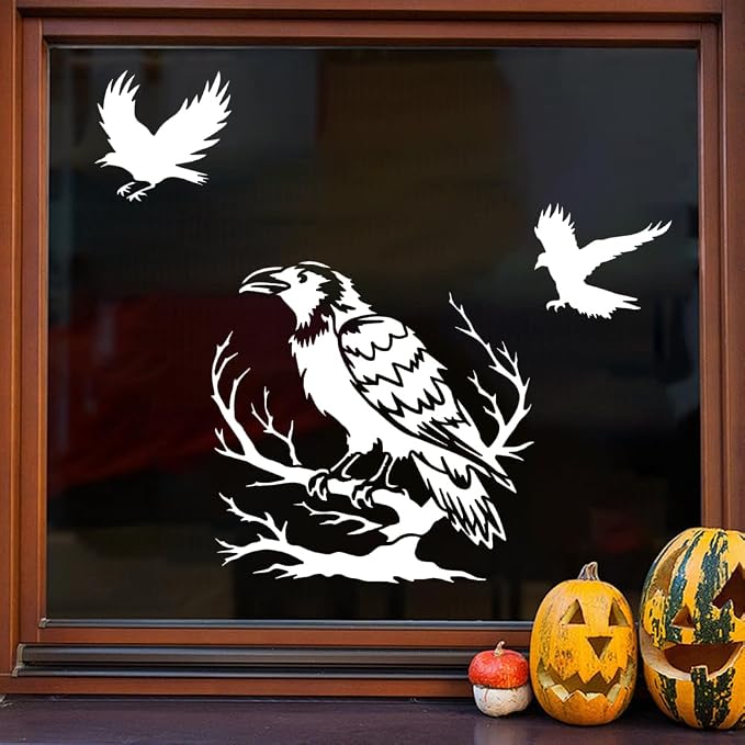 4Pcs Crow Stencils for Painting, 11.8"x 11.8" Reusable Horror Bird Stencil - Image 7