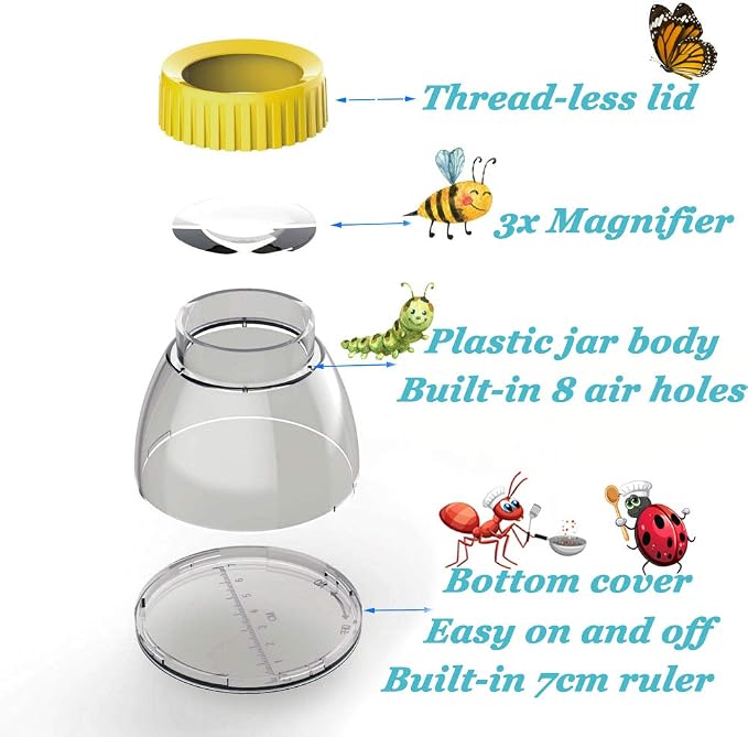 Bug Viewer for Kids 5X Magnifying Insect Observation Kit Built-in 7cm Ruler - Image 2