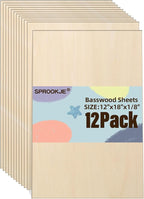Basswood Sheets 12"x18"x1/8", 12 Pack | 3mm Basswood by SPROOKJE