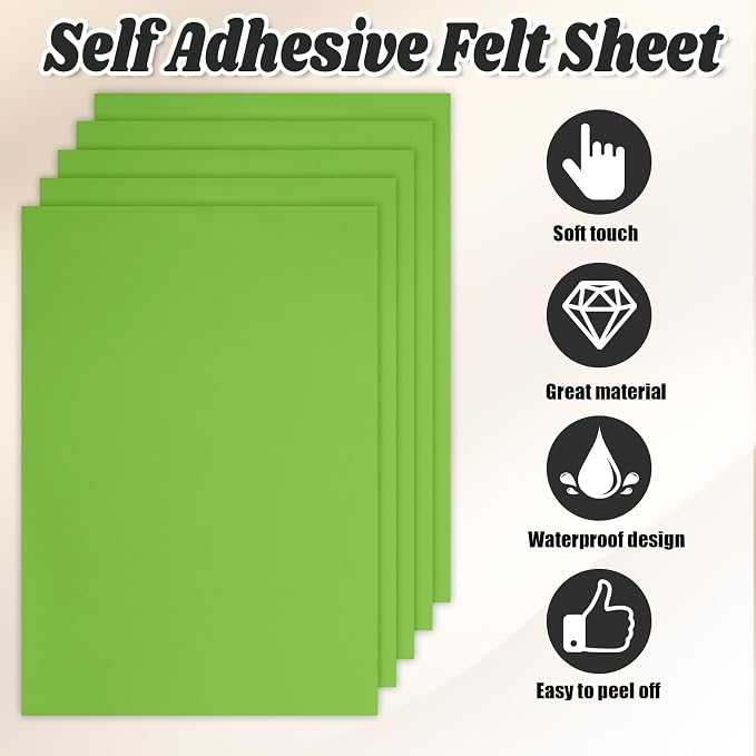 Biaungdo 6 Pcs 8 x 12 Inch Felt Fabric Sheets, Sage Green Square Felt Sheet | - Image 3