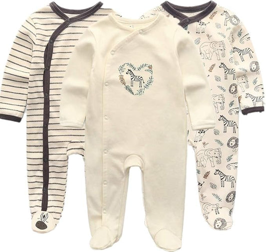 Kiddiezoom Baby and Toddler Boys'Snug Fit Footed One-Piece Romper Jumpsuit Cotton Cotton Footed Outfit