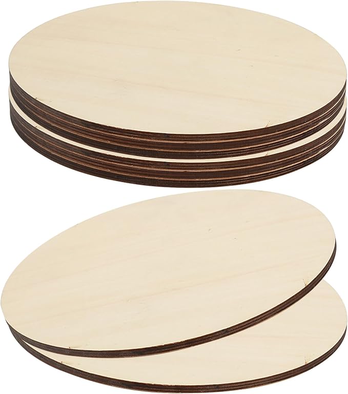 SHEUTSAN 8 PCS 10 Inch Round Basswood Circles, 1/4 Inch Thick Unfinished Wood by SHEUTSAN