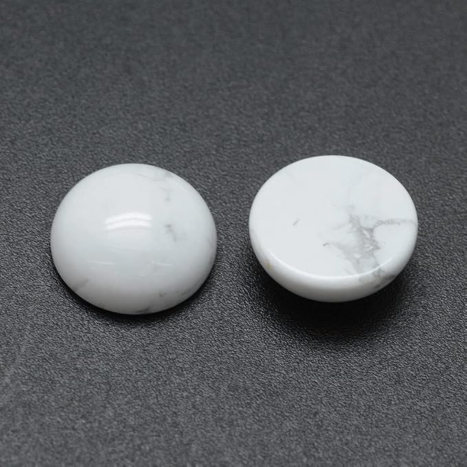 FASHEWELRY 50Pcs Natural Howlite Cabochons Flat Back Gemstone Cabochons 12mm - Image 2
