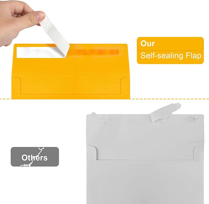 50 Packs Yellow 5x7 Envelopes 5x7, Fade Bright Yellow Color Envelopes Self Seal - Image 3