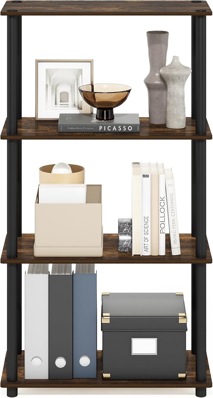 Furinno Turn-N-Tube Storage Shelves, 4-Tier Toolless Book Shelf, Corner Shelf - Image 7