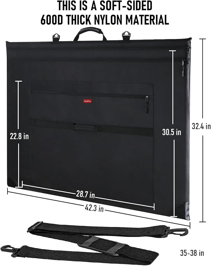 Nicpro Light Weight Art Portfolio Bag, 32 x 42 Extra Large Art Portfolio Case - Image 3