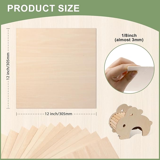 48 Pack Basswood Sheets 1/8x12x12 Inch, Unfinished Wood - Image 2