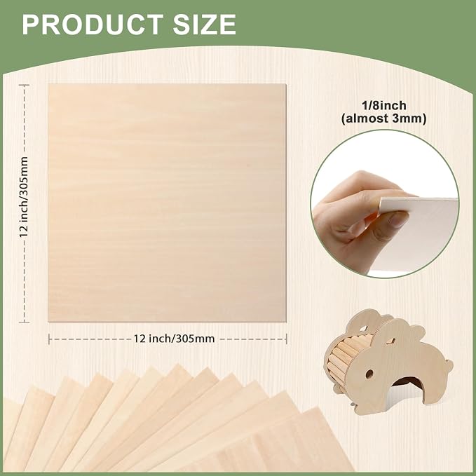 12 Pack Basswood Sheets 1/8x12x12 Inch - Image 2