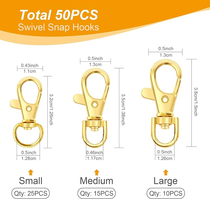 100PCS Swivel Snap Hooks with Key Rings, Premium Metal Swivel Lobster Claw - Image 2
