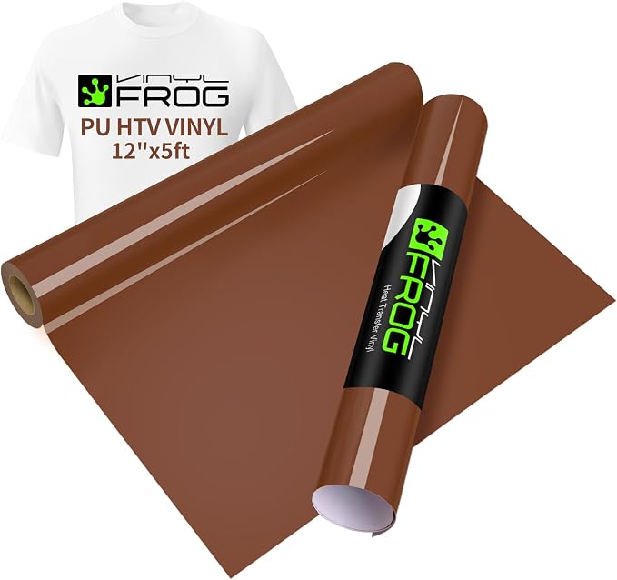 VINYL FROG Chocolate Heat Transfer Vinyl Roll 12" x5ft Matte HTV Vinyl | by VINYLFROG