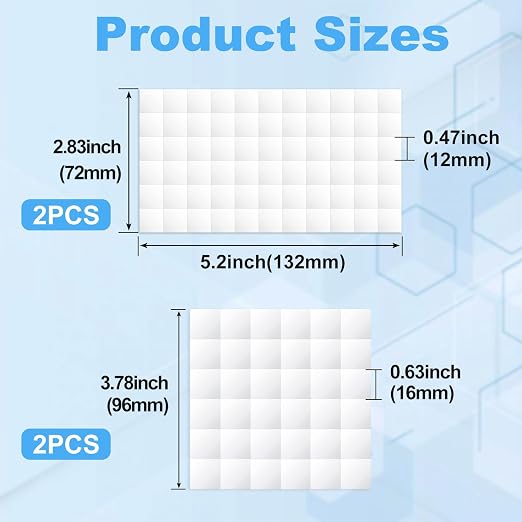 Joez Wonderful 4 Sheets Foam Adhesive Squares, 2 Sizes Precut Squares Strips - Image 2