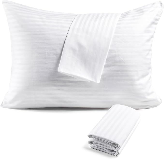 FAUNNA 600TC 100% Cotton Pillow Protectors, Standard Size, 4 Pack, Oeko-TEX by FAUNNA