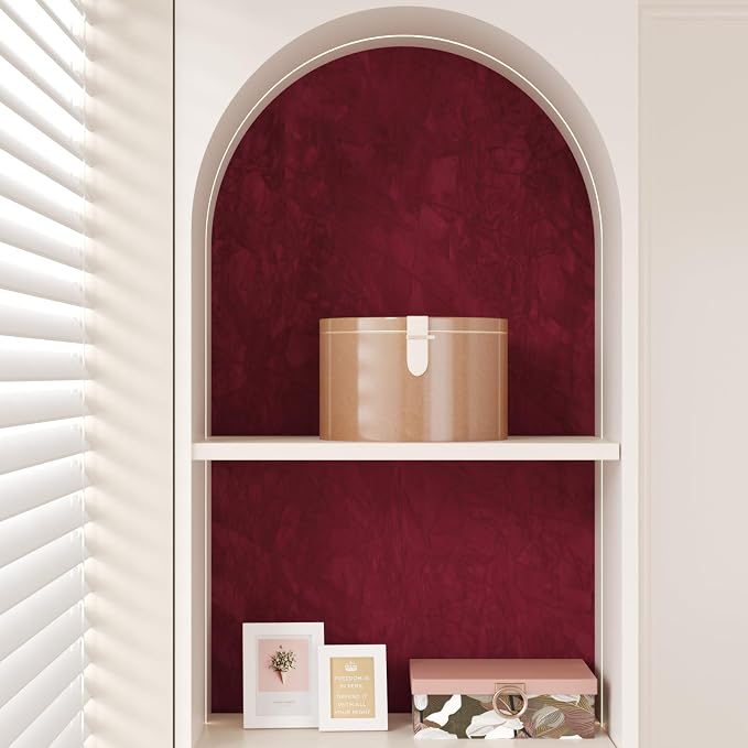 CHIHUT 12''x100'' Dark Red Self Adhesive Velvet Flocking Liner Sheet Soft - Image 5