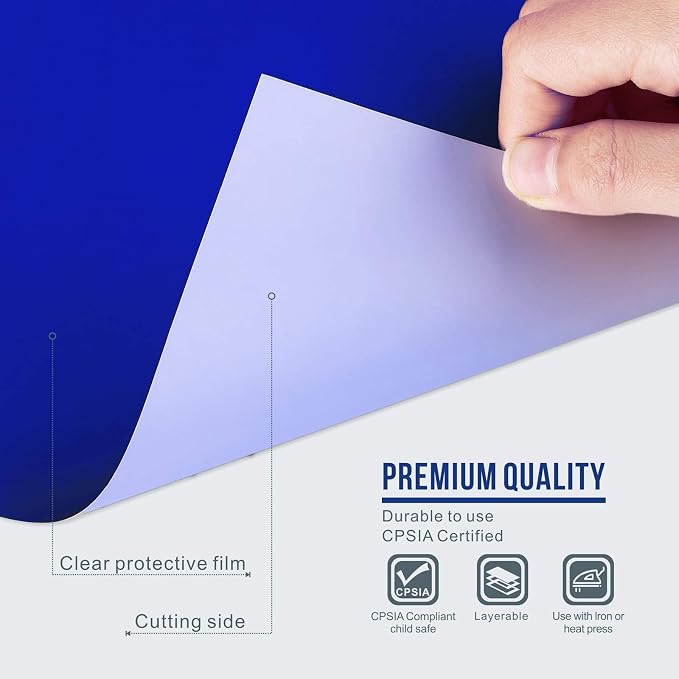 12" x 12ft Heat Transfer Vinyl Rolls, PU HTV Vinyl Blue - Image 2