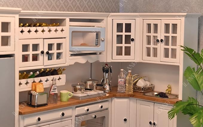 iLAND Dollhouse Furniture and Accessories Set Dollhouse Kitchen Modern Kit - Image 5