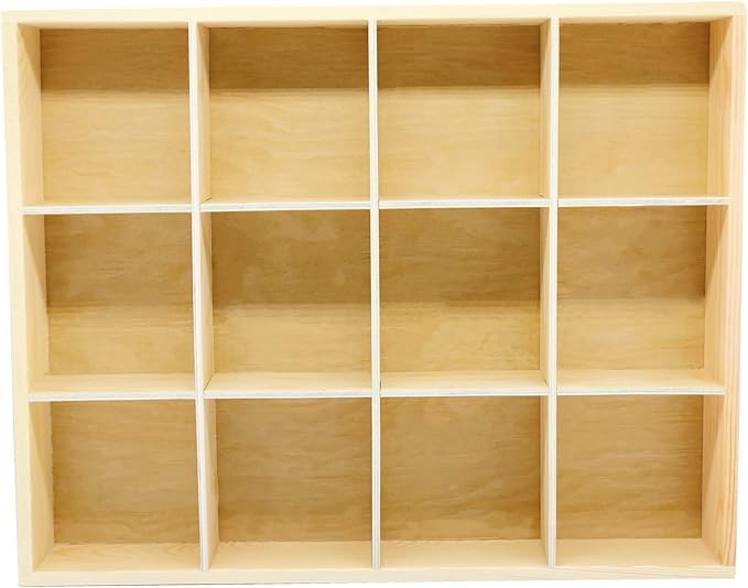 13.4''x10.6''x2'' Wooden Storage Divider Box Showcase Display Box | by LONGTAO