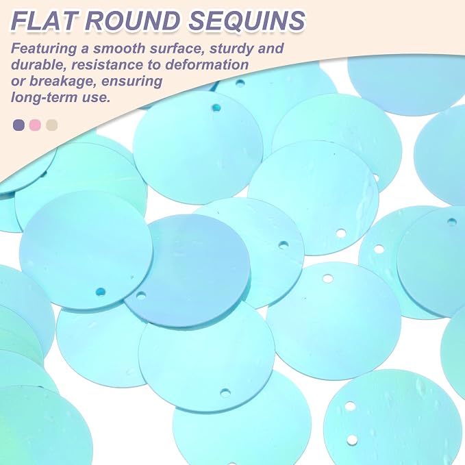 MECCANIXITY 700 Pcs Flat Round Sequins 15mm/0.6 Inch Loose Paillettes Craft - Image 3