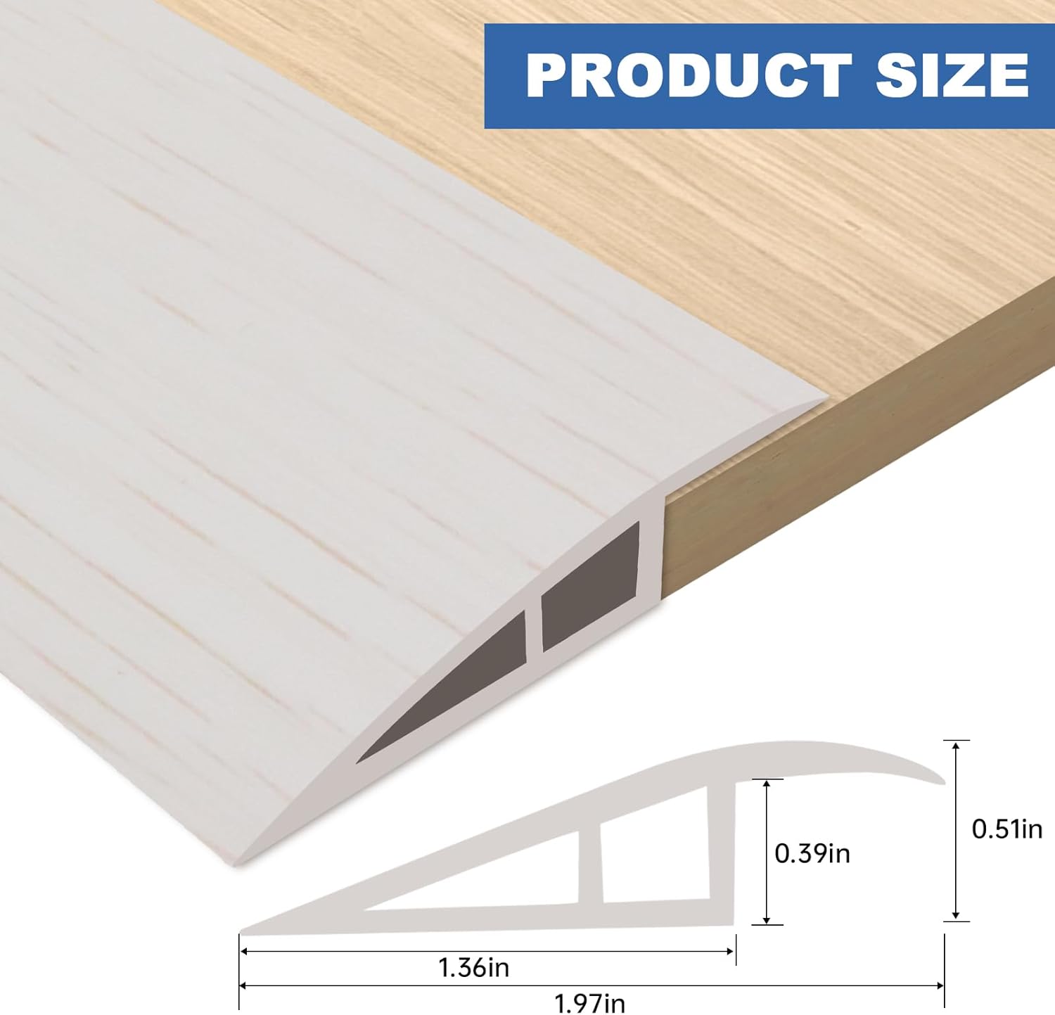 Vinyl Door Threshold Flooring Transition Strip Self Adhesive Carpet Edging Strip for Laminate Doorway Edge Threshold from 1/5" to 2/5" (Beige Wood Grain, 10 Ft)