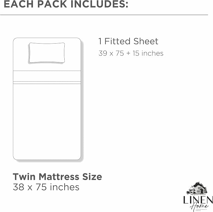 Linen Home 100% Cotton Percale Weave Fitted Sheet, Twin Size, English Rose - Image 6
