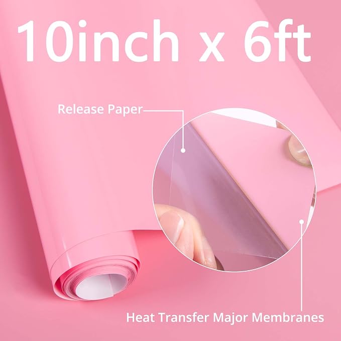 HTVRONT Puff Vinyl Heat Transfer, Light Pink, Iron on Vinyl - Image 3
