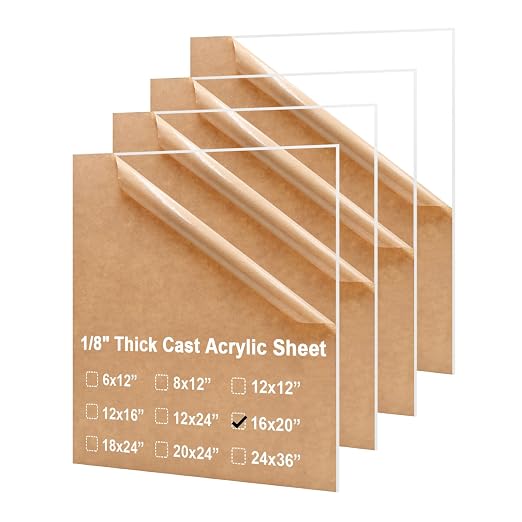 KINLINK 16x20 Acrylic Sheets, 1/8inch Clear Plexiglass Sheets, Transparent by KINLINK