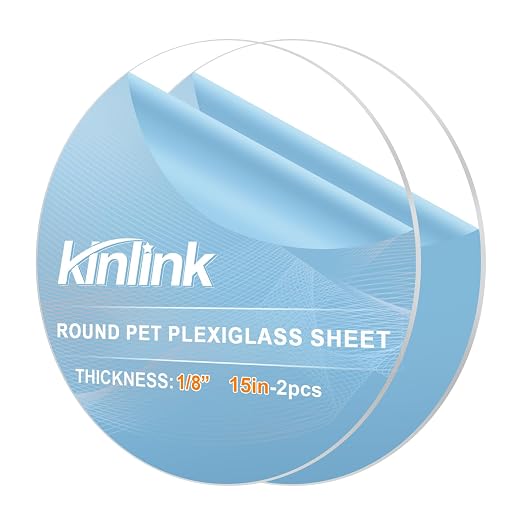 KINLINK 15in Plexiglass Sheets 1/8 inch Thick, 3mm Clear Circle PET Plastic by KINLINK