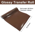 Luomorgo Brown Permanent Vinyl Roll 12" x 5FT | Glossy, Waterproof Adhesive - Image 2