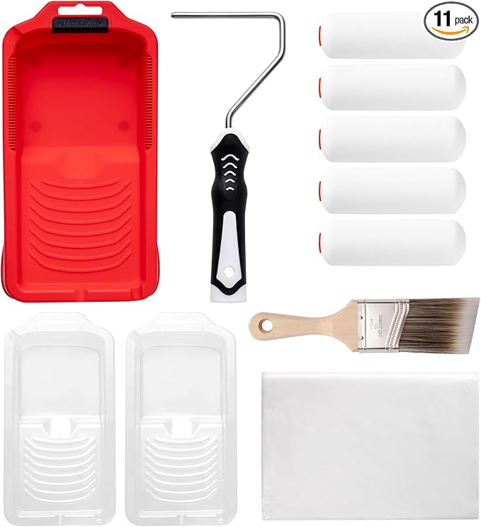 Mister Rui 11-Piece Foam Paint Roller Kit, 4-Inch Roller by MisterRui