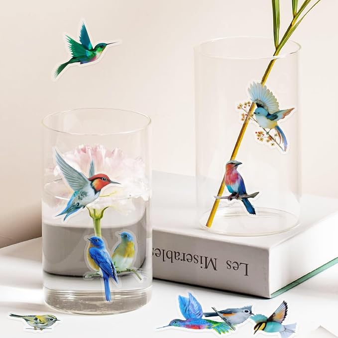 Imeepa 40Pcs Bird Stickers Transparent Scrapbooking Stickers | PET Vintage Bird - Image 5