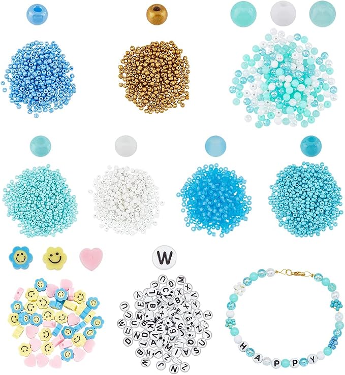 arricraft 1666 Pcs Bracelet Making Kit, Glass Acrylic Round Beads, Polymer Clay by ARRICRAFT