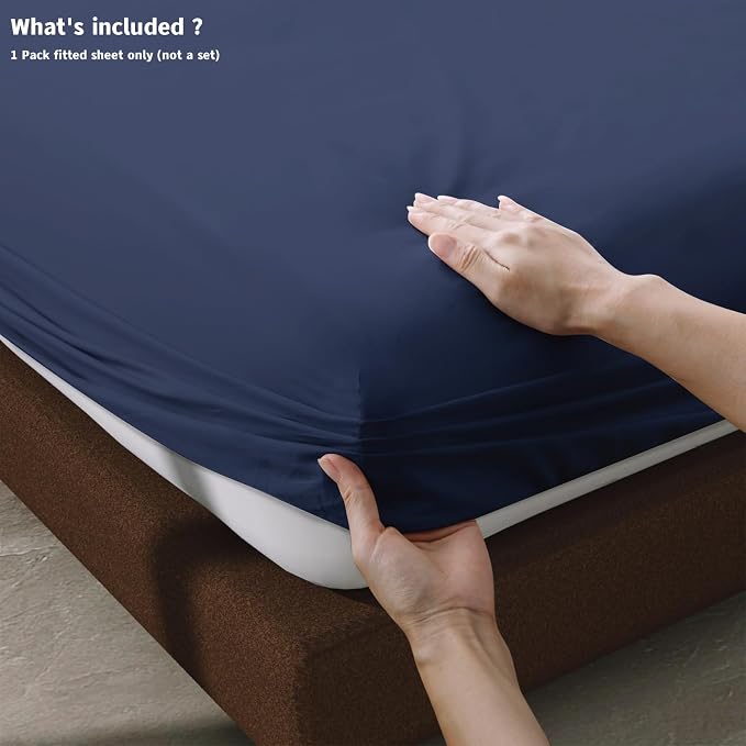 100% Egyptian Cotton Fitted Sheet Full Size, 600 Thread Count, Soft & Elastic - Image 4