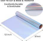 Holographic Heat Transfer Vinyl Metal Silver HTV Holographic Vinyl Rolls 12Inch - Image 4