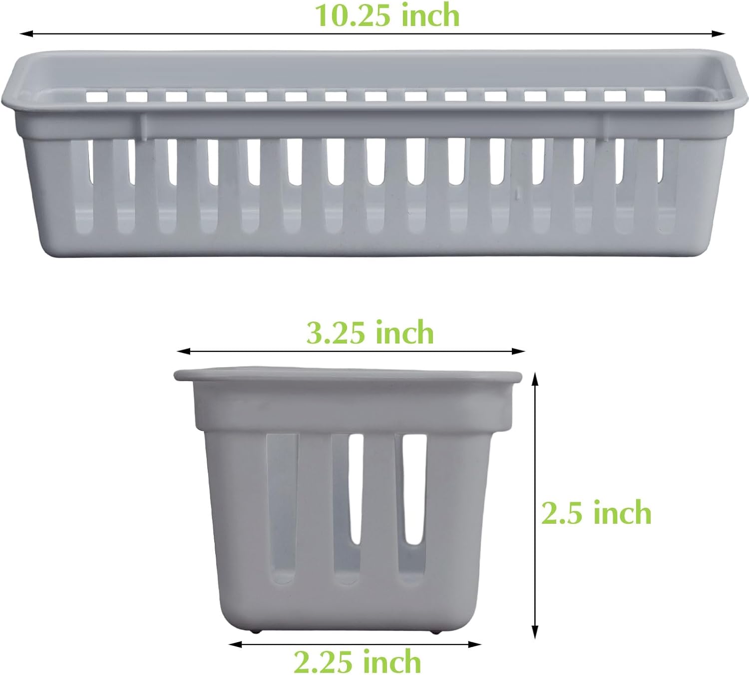 Domensi 12 Pack Slim Plastic Storage Baskets Tray for Organizing 10.25 x 3.25 x 2.5 Inch Small Narrow Storage Bins Stackable Drawer Pencil Trays Holder for Desk Garage Cabinet Containers(Gray)