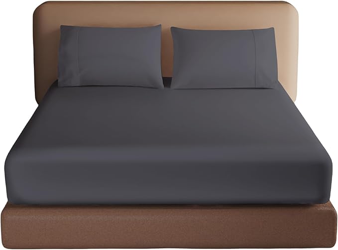 100% Egyptian Cotton Fitted Sheet King Size, 600 Thread Count, Soft & Elastic by ZaizaiHome