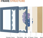 5x5 Picture Frame with Wavy Mat, Wooden Real Glass 5 x 5 Photo Frame - Image 5