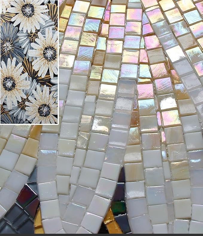 1.1 LB Ice Jade Mosaic Tiles, 0.59“ Square Glass Mosaic Pieces - Image 6