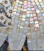 1.1 LB Ice Jade Mosaic Tiles, 0.59“ Square Glass Mosaic Pieces - Image 6