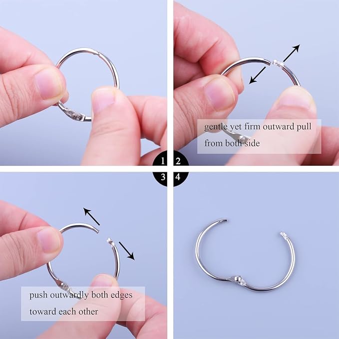 AKONEGE 1.2 Inch Loose Leaf Binder Rings, Metal Office Book Rings, Nickel - Image 3