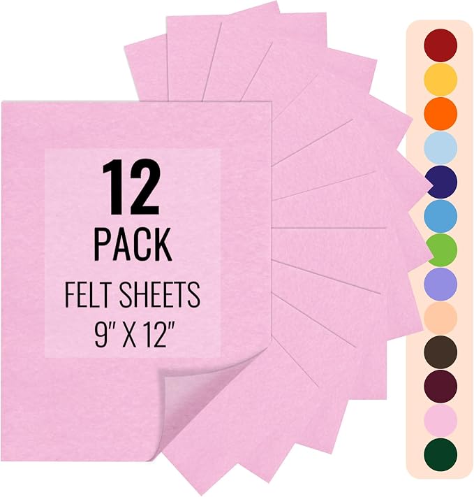 IONTACH 9" X 12" Felt Fabric Sheets 1.6mm Thick | Soft Felt by IONTACH