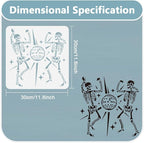 Dancing Skeletons Disco Ball Wall Painting Stencil, 11.8"x11.8" Skeleton - Image 2